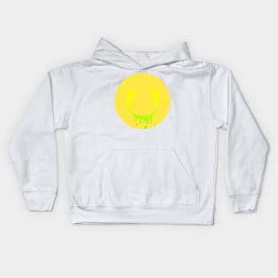 Music smile, smiley emoji made with earphone logo Kids Hoodie